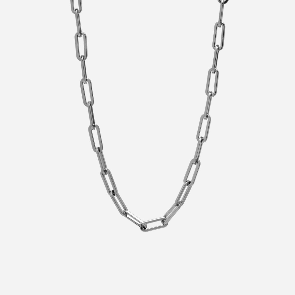 Thick Paperclip Chain Silver Necklace