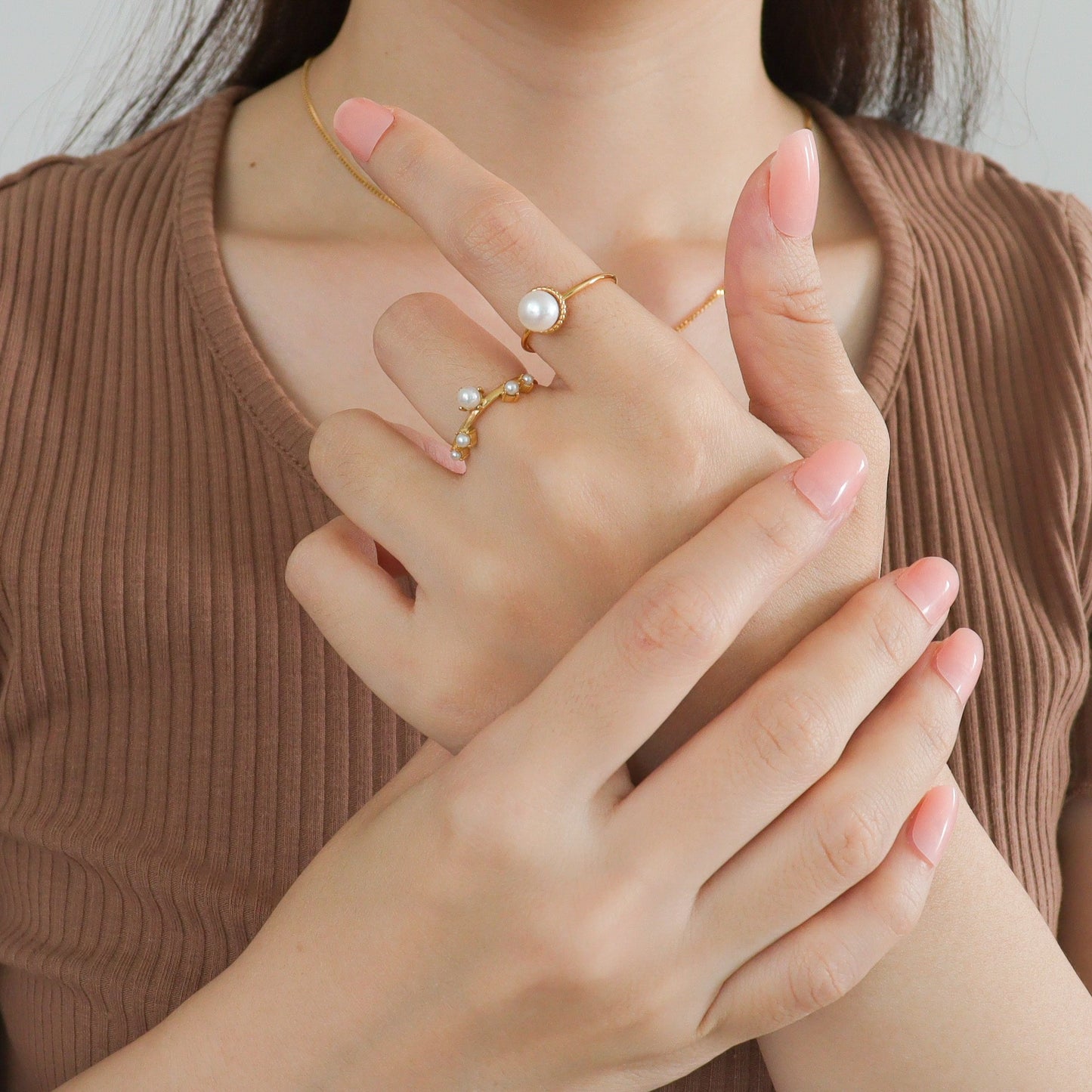 Dainty Pearl Gold Ring