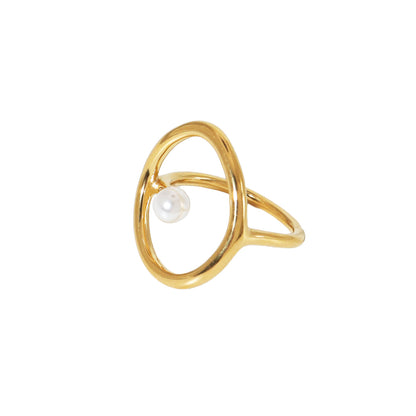 Halo Pearl Gold Ring