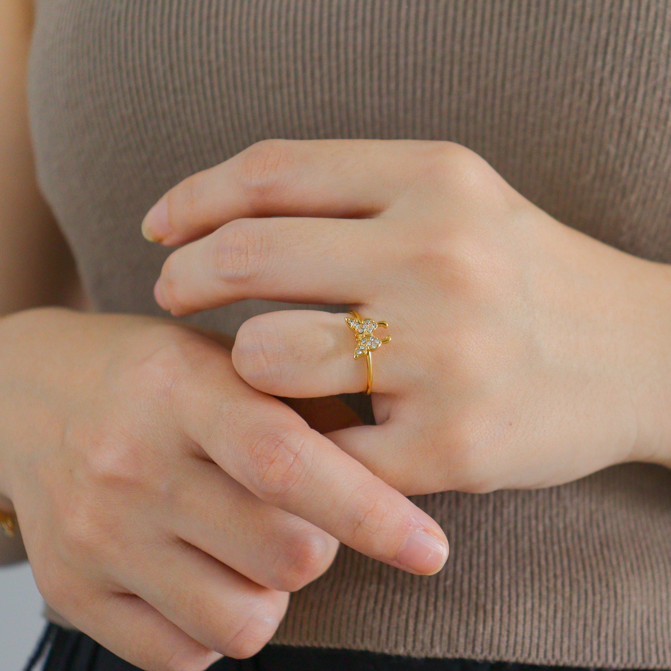 Cubic Butterfly Gold Ring