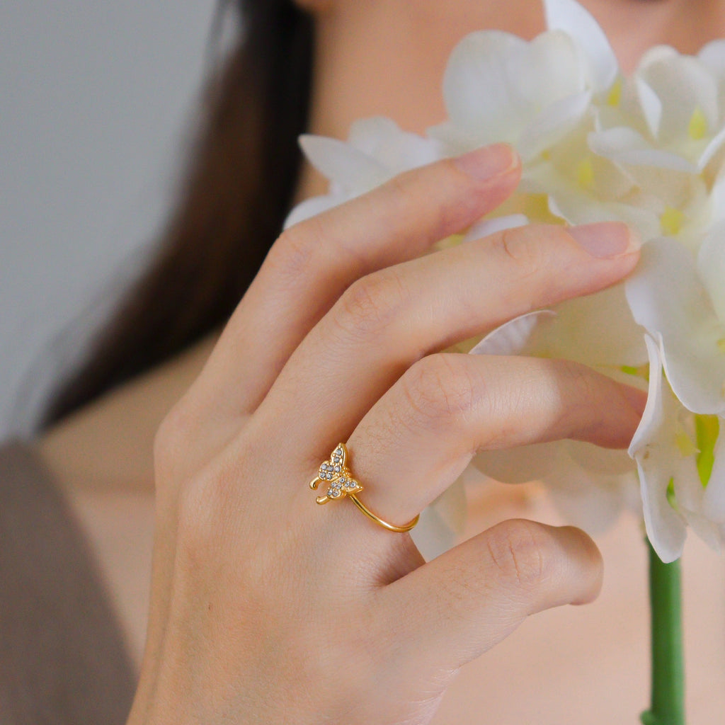 Cubic Butterfly Gold Ring