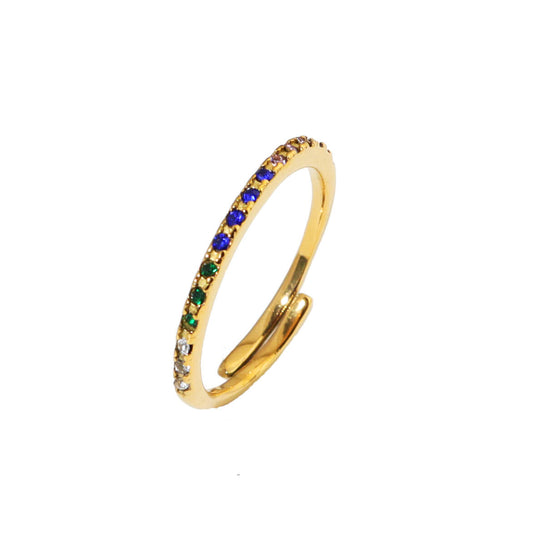 Multicolor Cubic Gold Ring