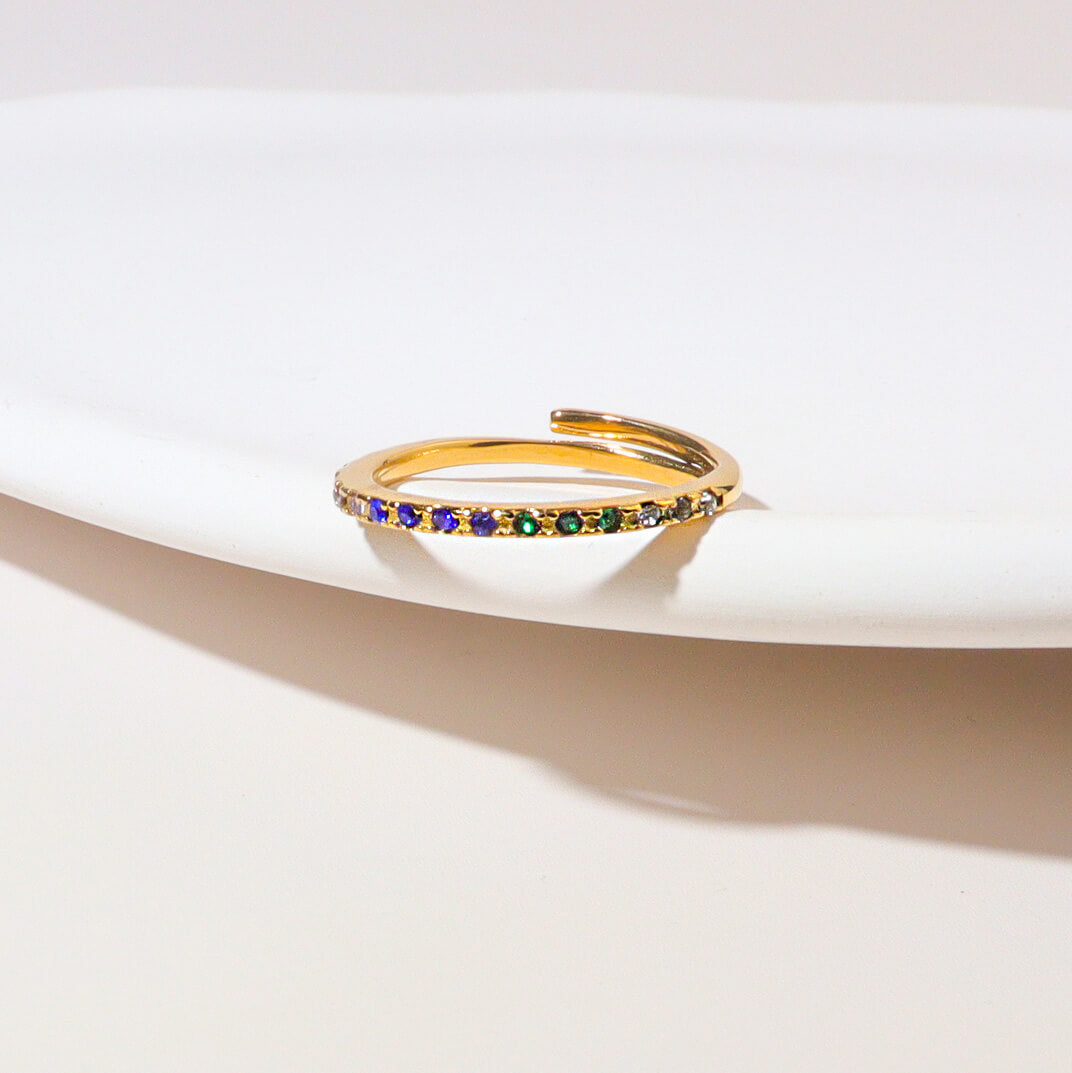 Multicolor Cubic Gold Ring