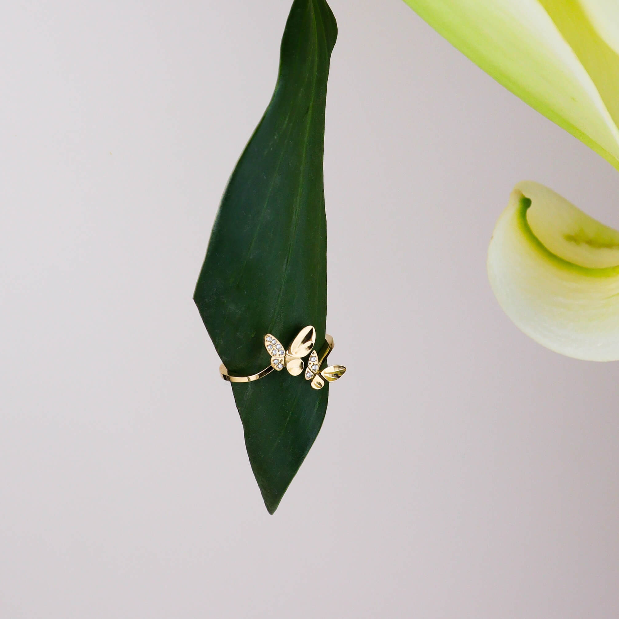 Duo Butterfly Cubic Ring