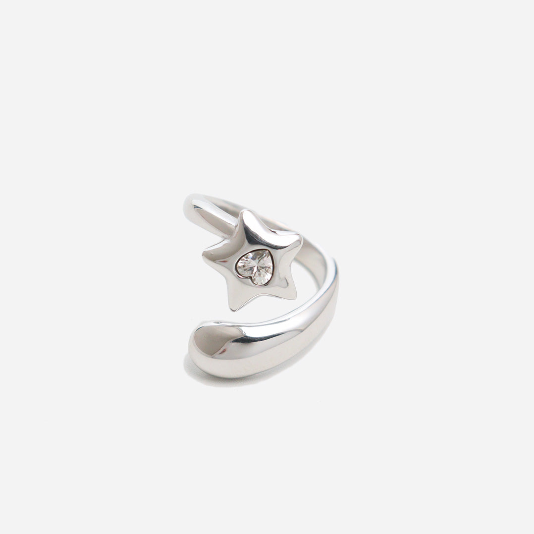 Hearted Meteor Silver Bold Ring