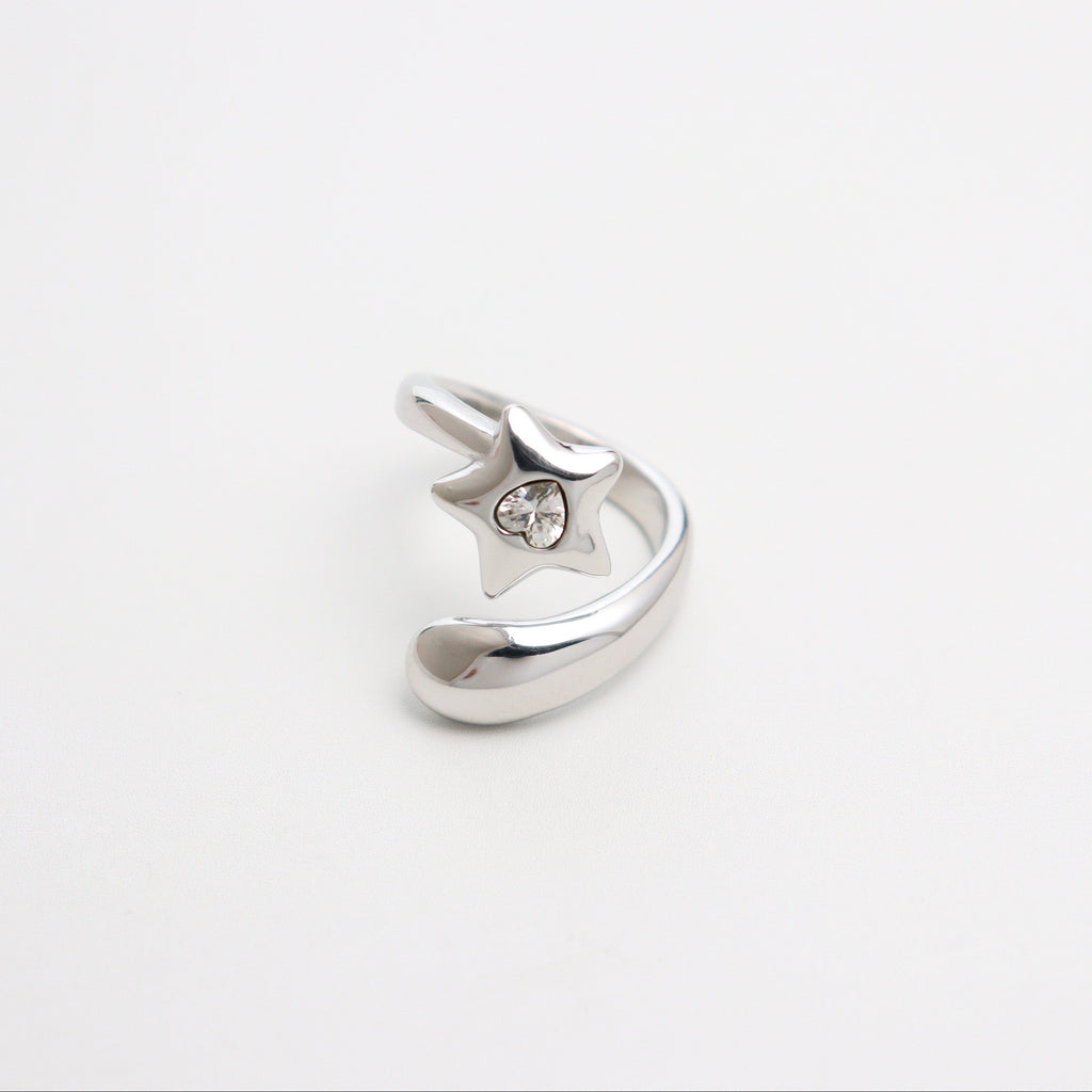 Hearted Meteor Silver Bold Ring