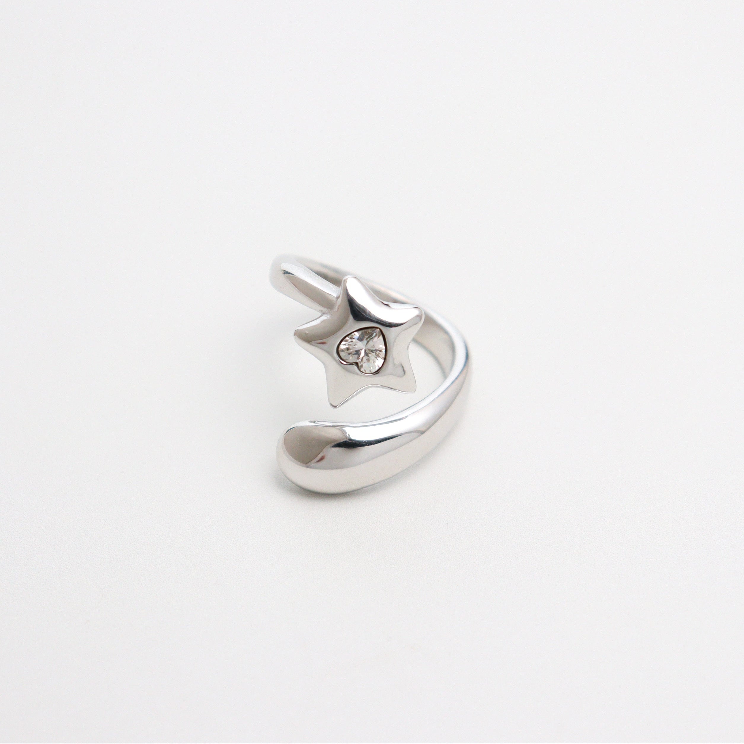 Hearted Meteor Silver Bold Ring