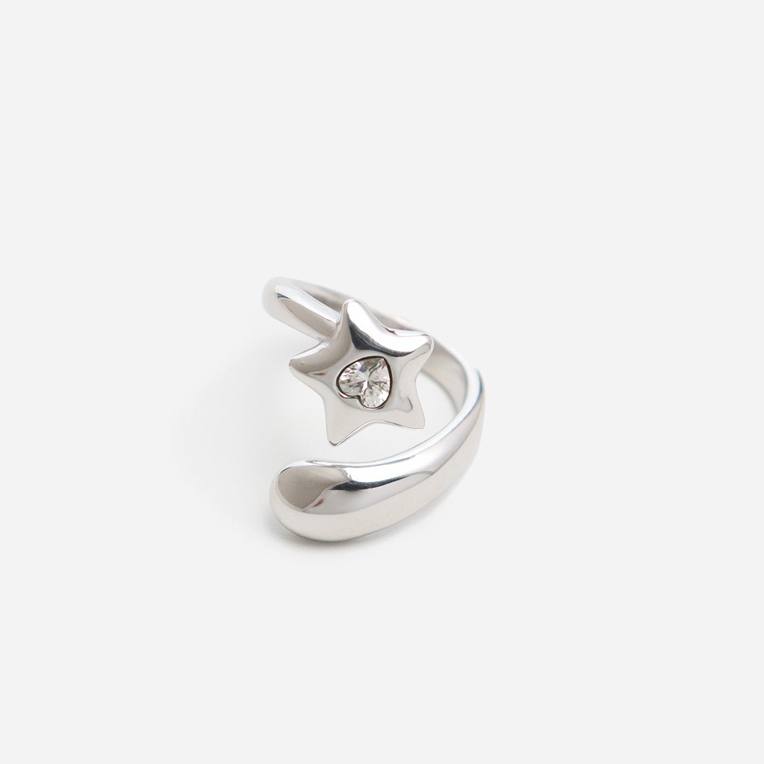 Hearted Meteor Silver Bold Ring