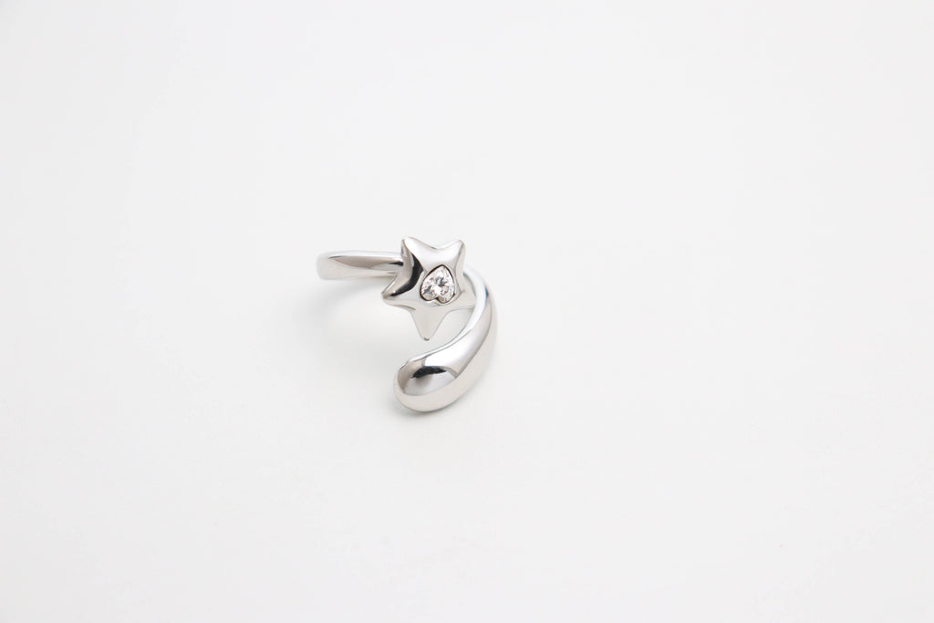 Hearted Meteor Silver Bold Ring