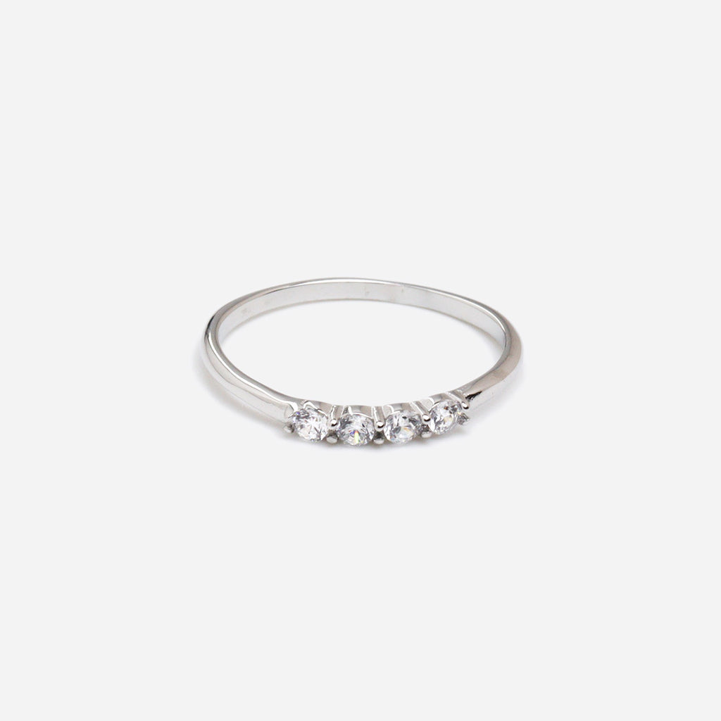 Shimmer Row Silver Ring