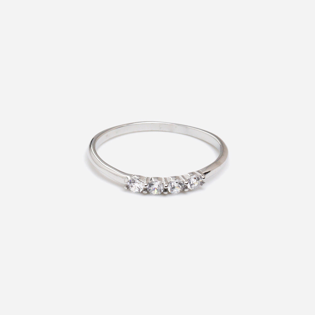 Shimmer Row Silver Ring