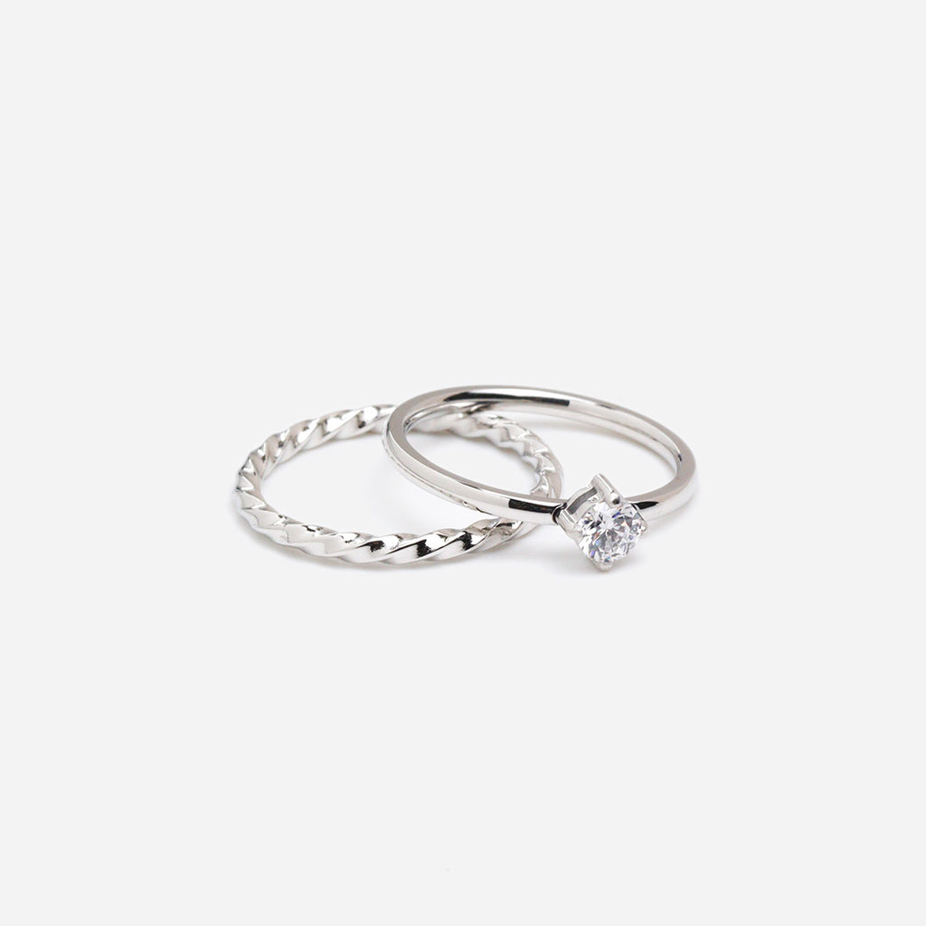 Sparkle Twins Silver Ring