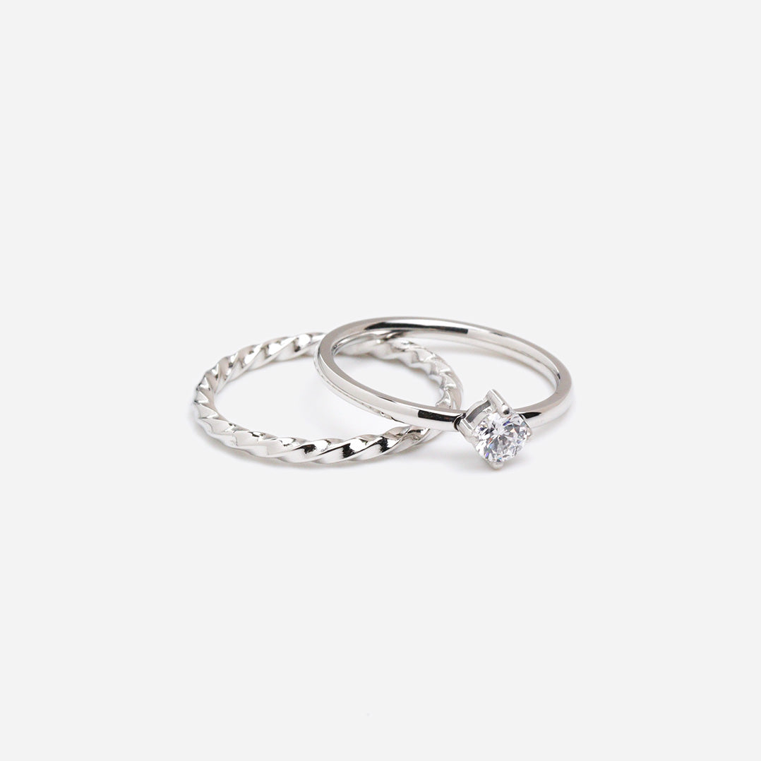 Sparkle Twins Silver Ring