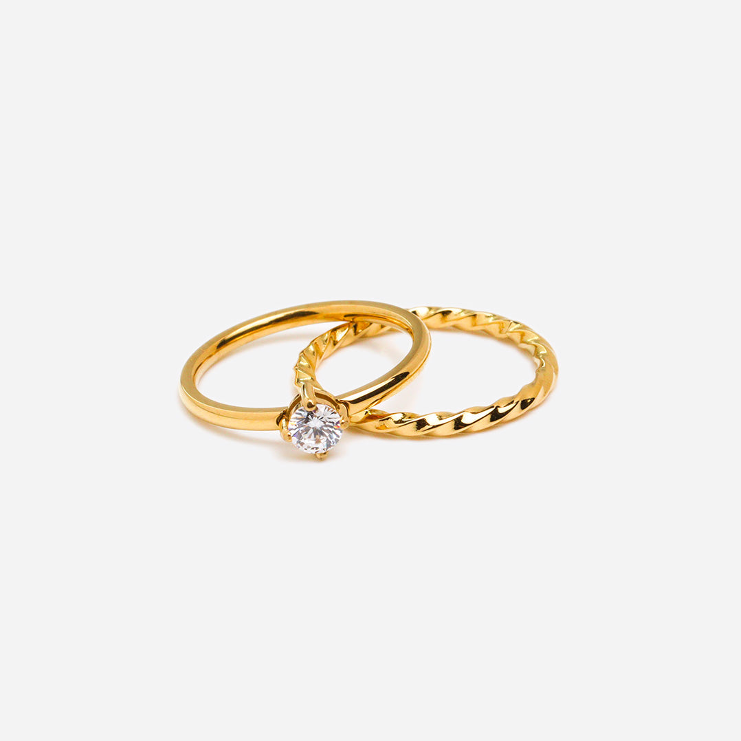 Sparkle Twins Gold Ring