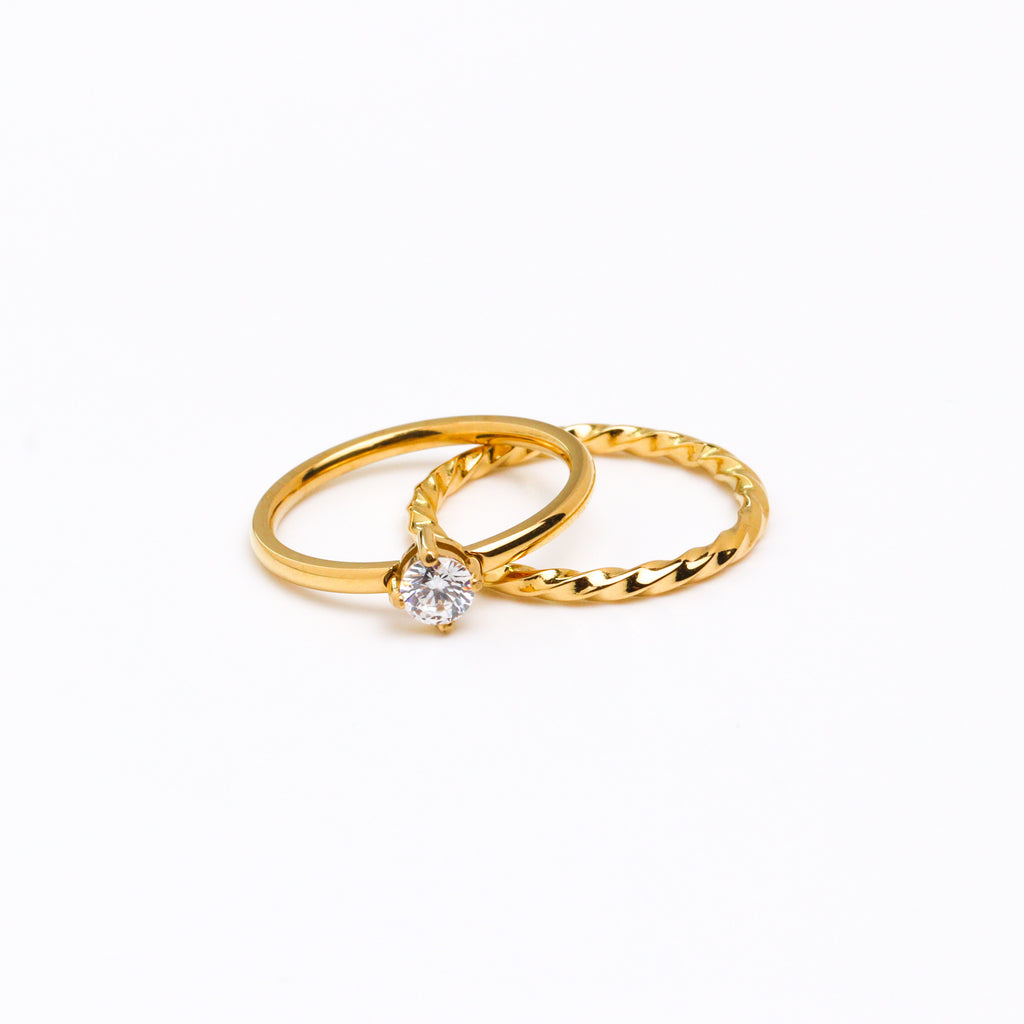 Sparkle Twins Gold Ring