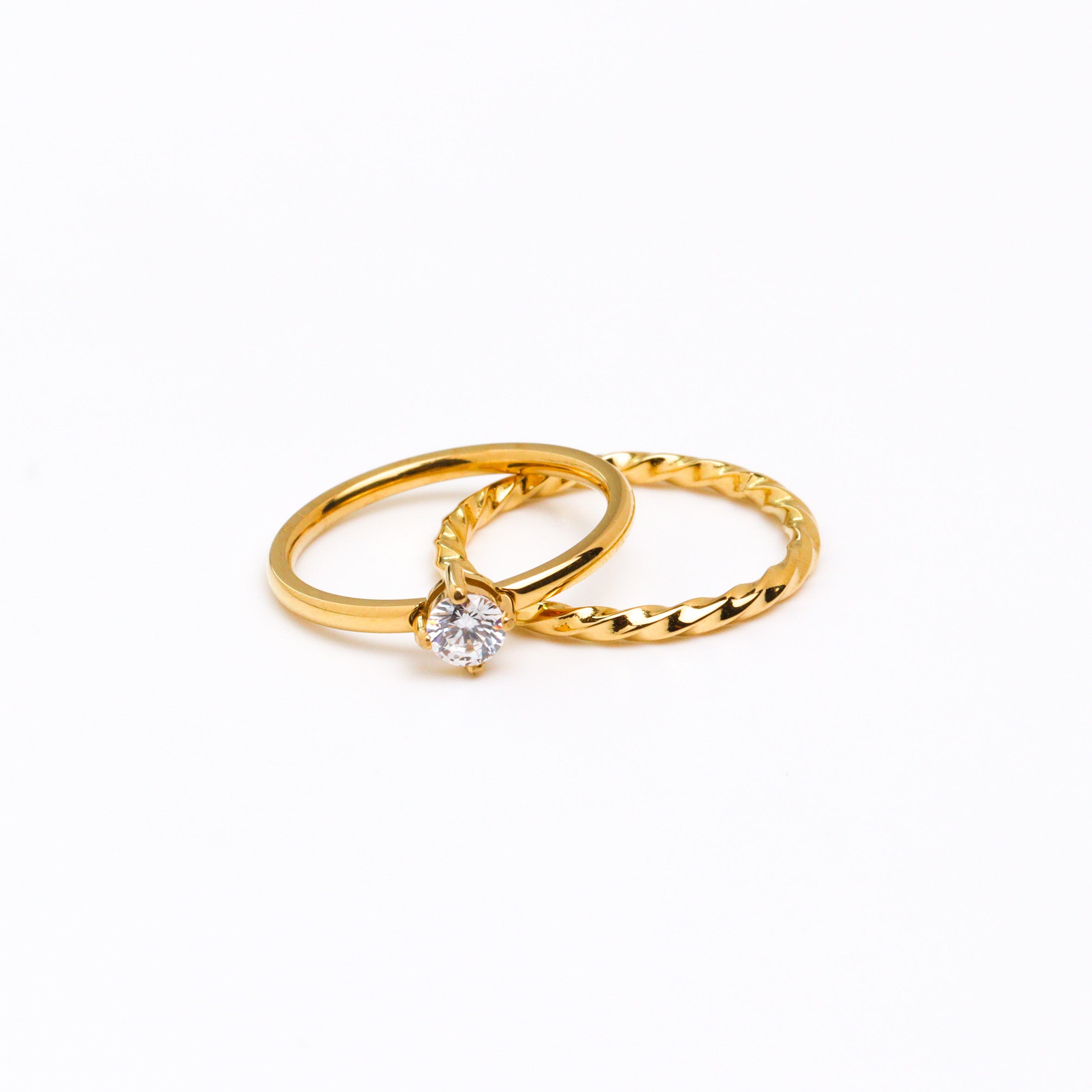 Sparkle Twins Gold Ring