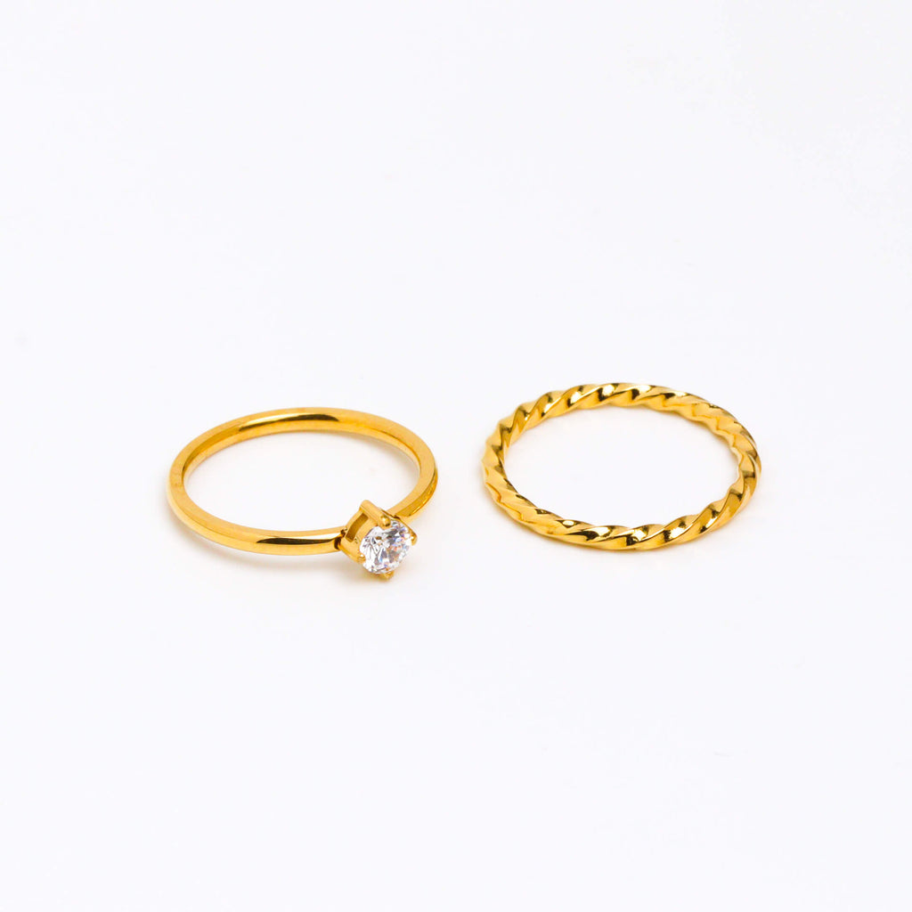 Sparkle Twins Gold Ring