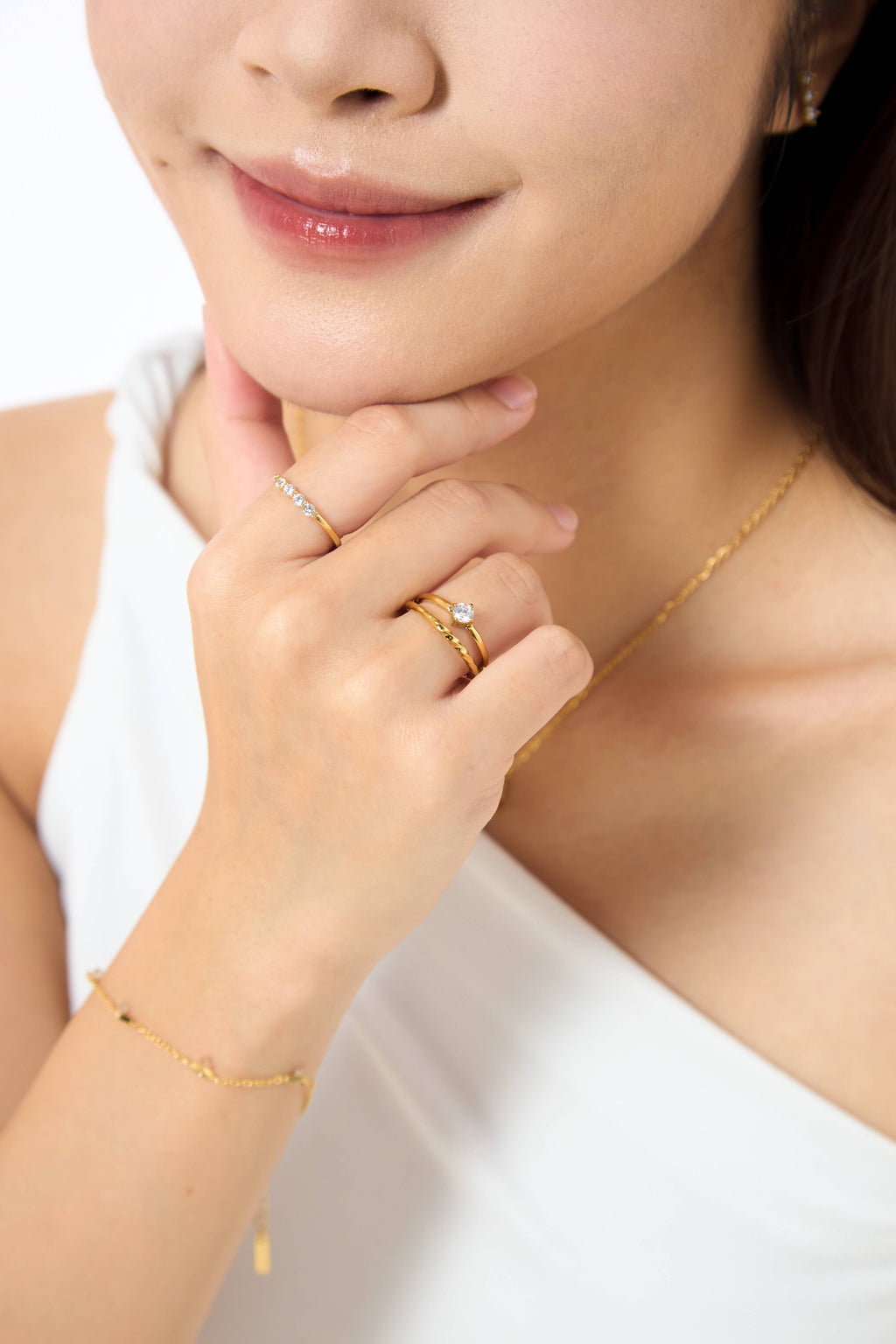 Sparkle Twins Gold Ring