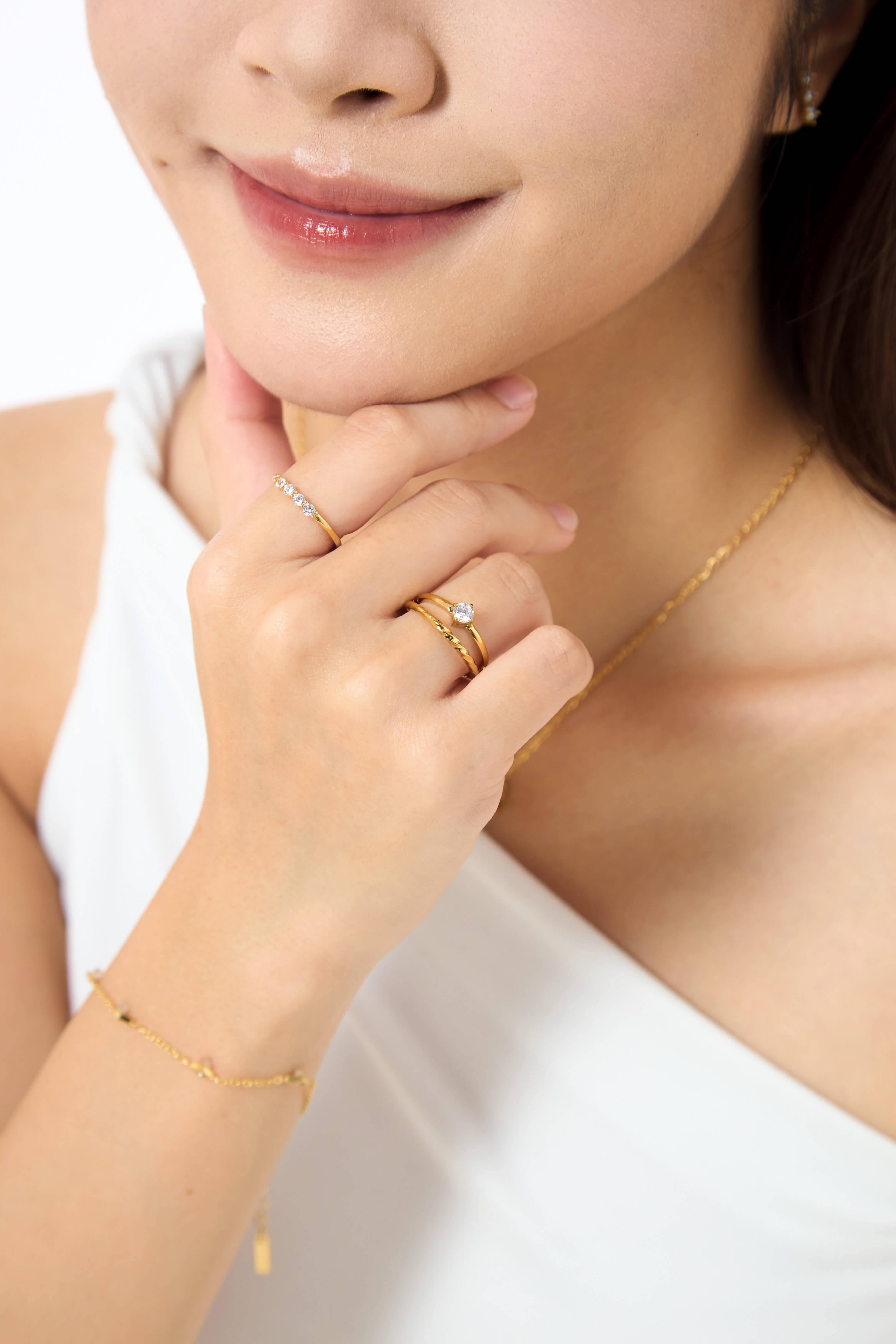 Sparkle Twins Gold Ring