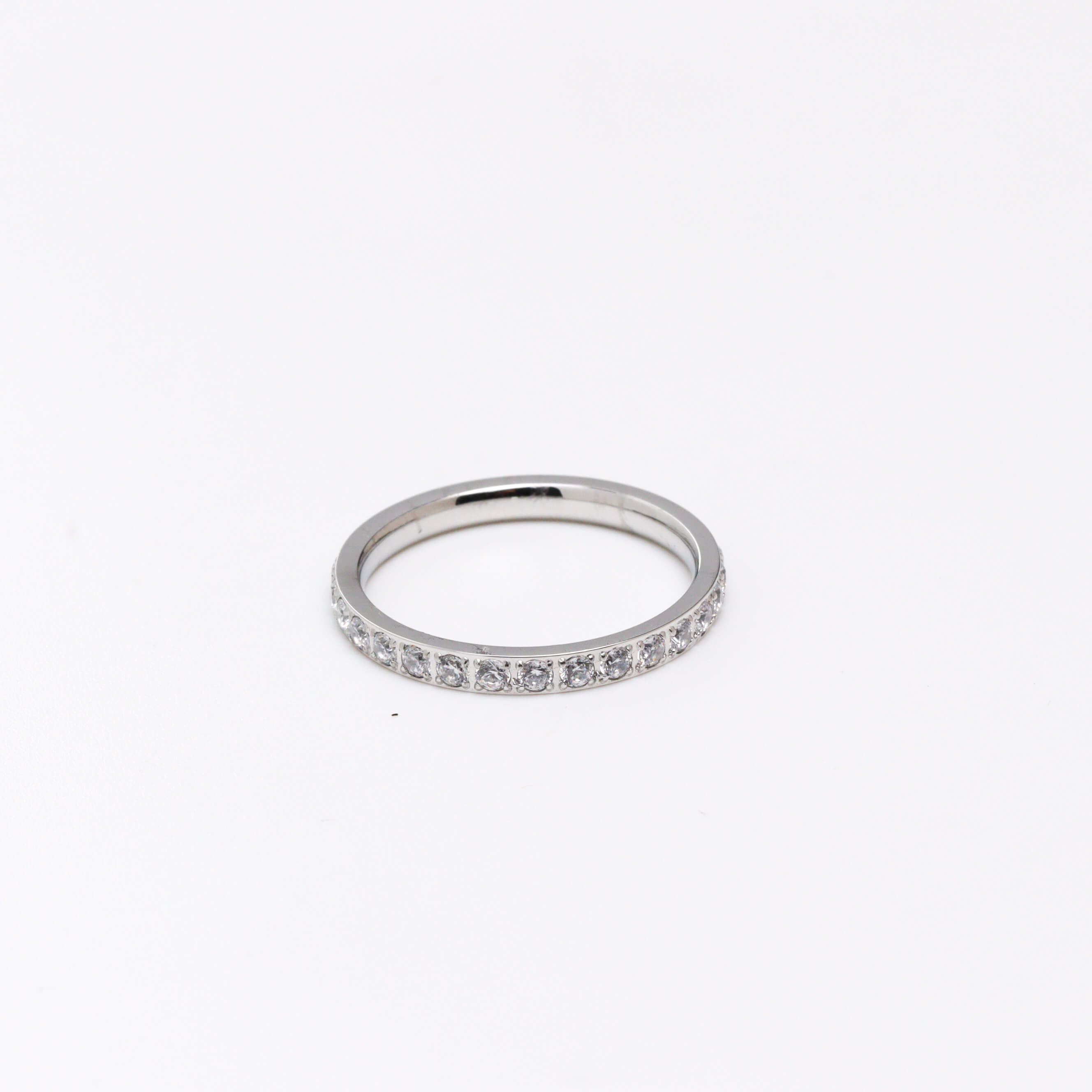 Single Band Pave Silver Ring