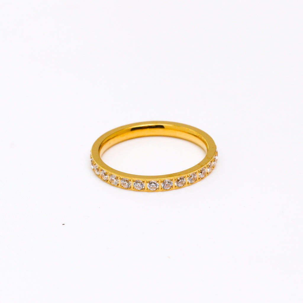 Single Band Pave Gold Ring