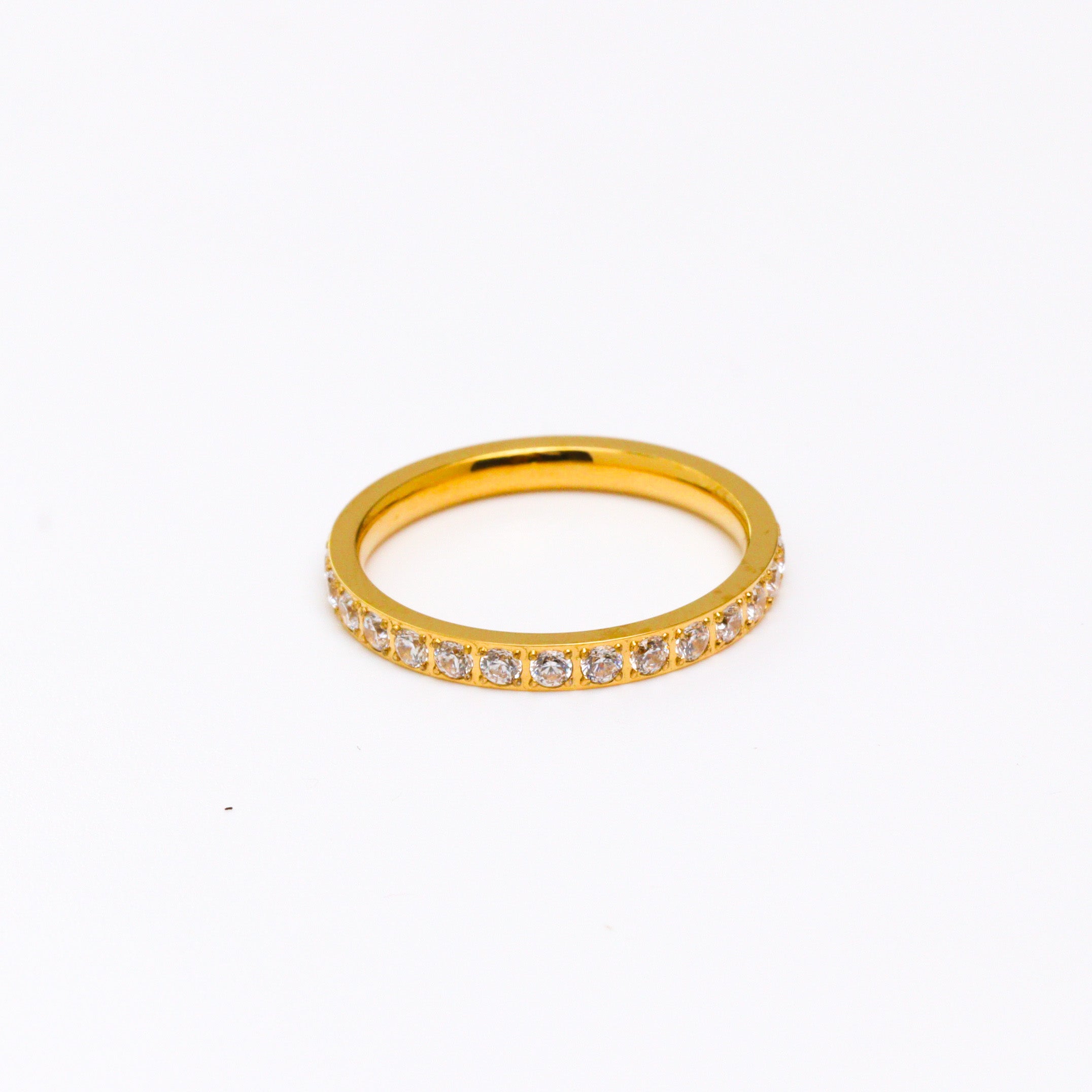 Single Band Pave Gold Ring