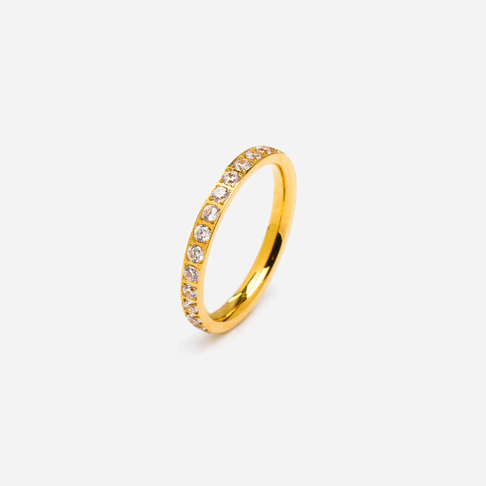 Single Band Pave Gold Ring