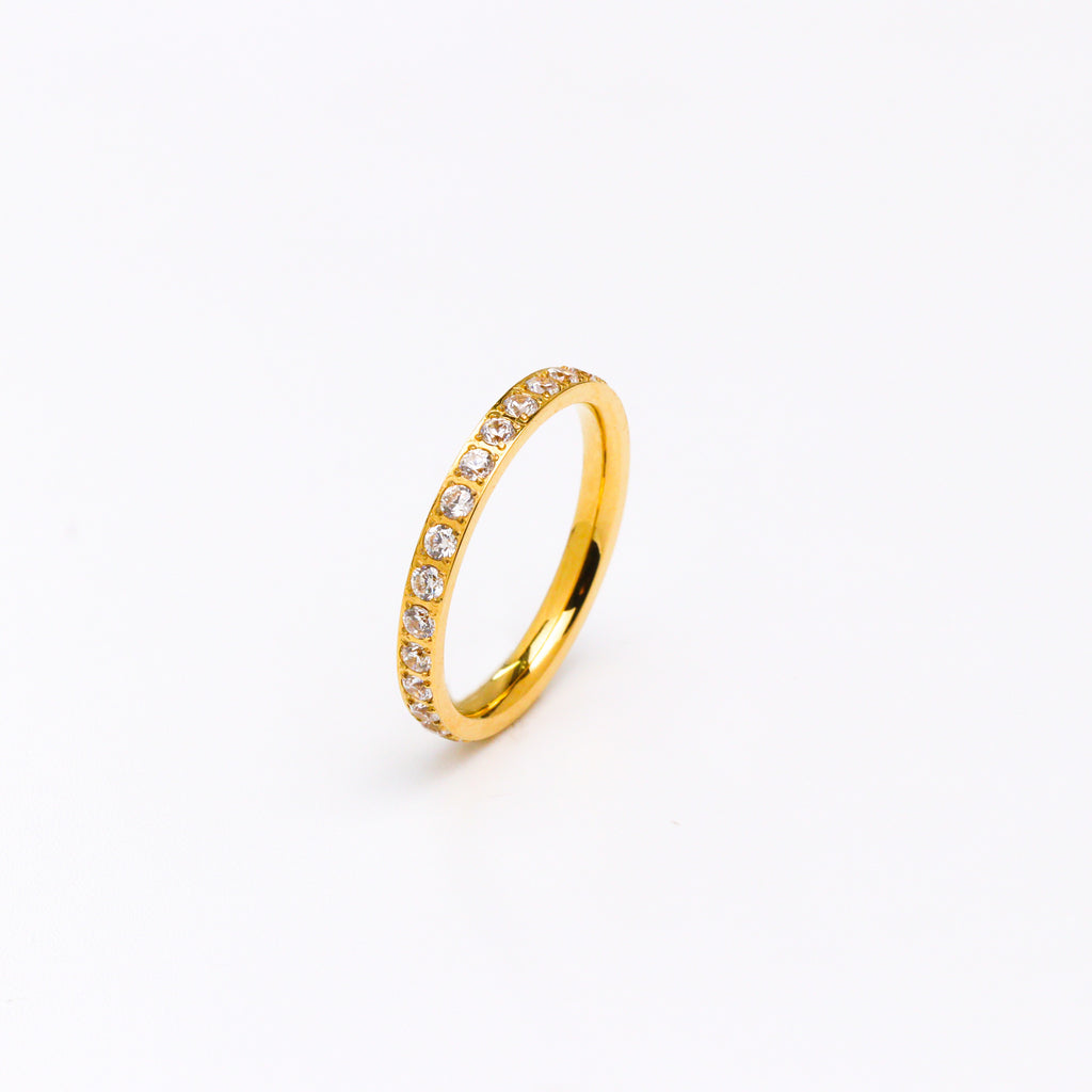 Single Band Pave Gold Ring