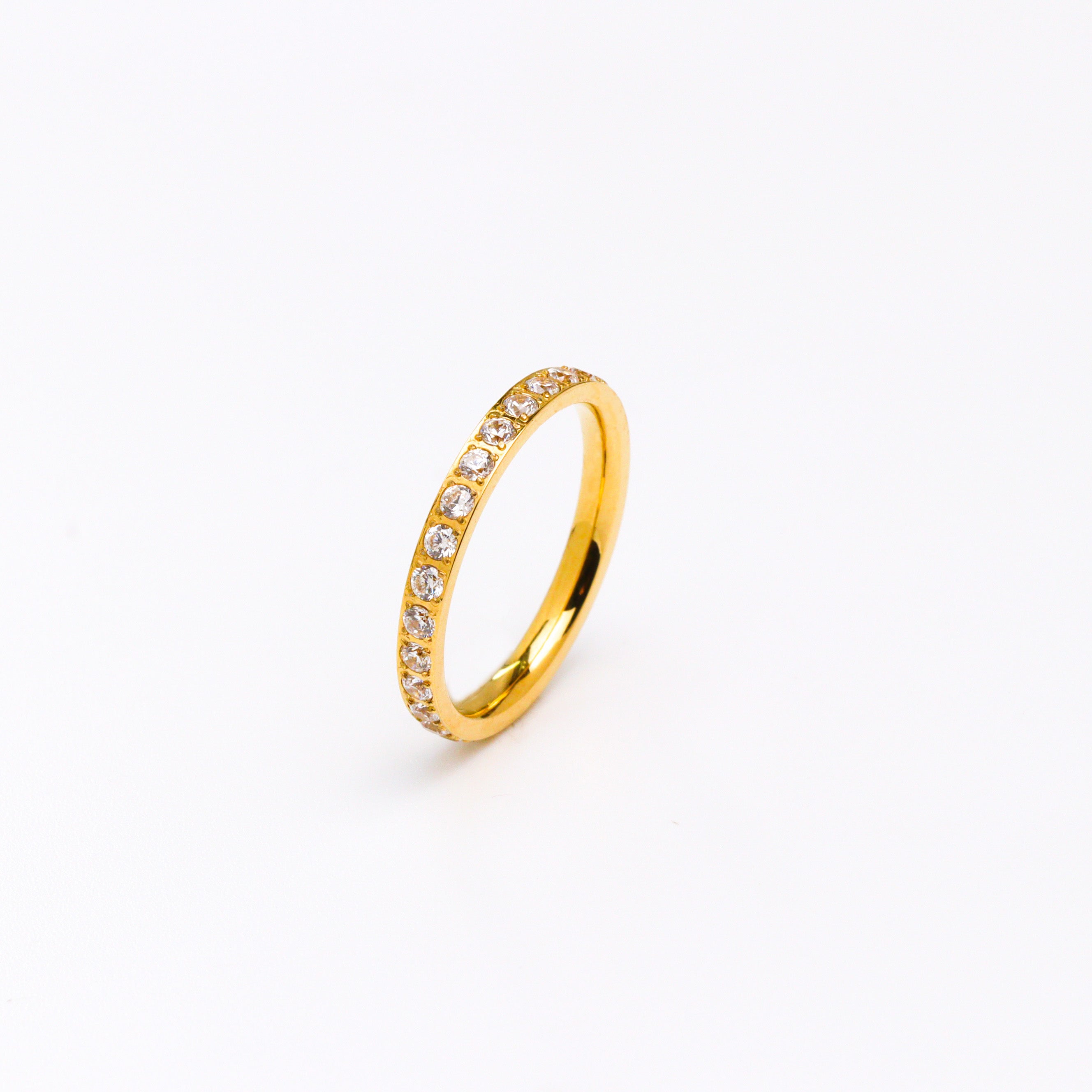 Single Band Pave Gold Ring