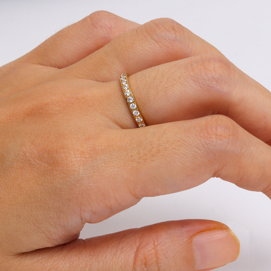 Single Band Pave Gold Ring