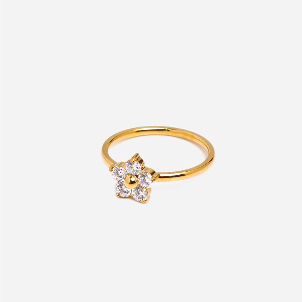 Shinny Plumeria Gold Ring