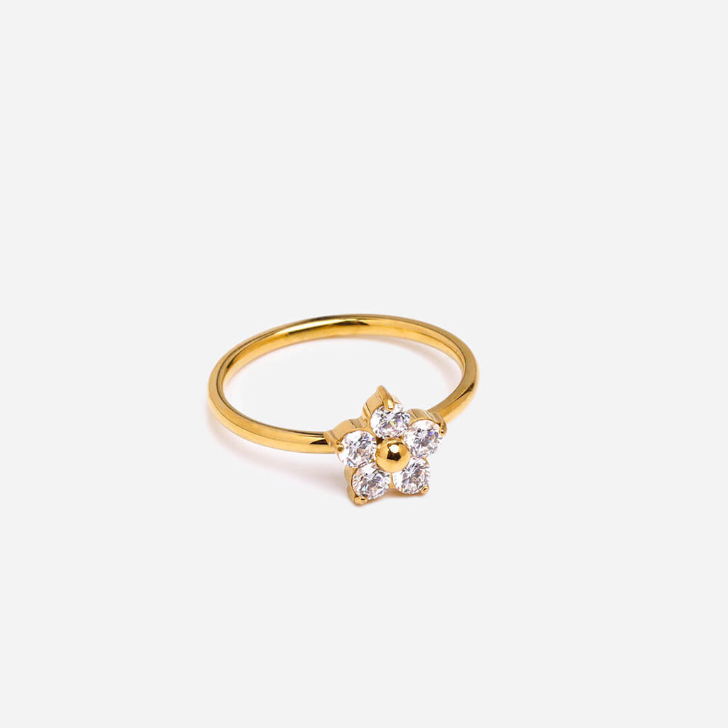 Shinny Plumeria Gold Ring
