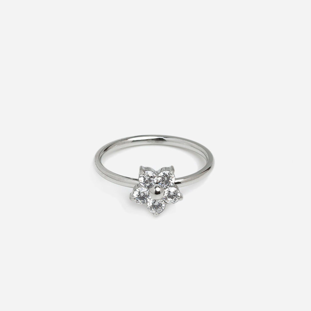 Shinny Plumeria Silver Ring