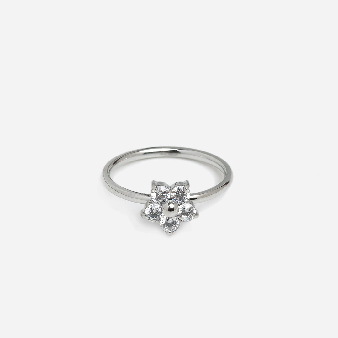 Shinny Plumeria Silver Ring