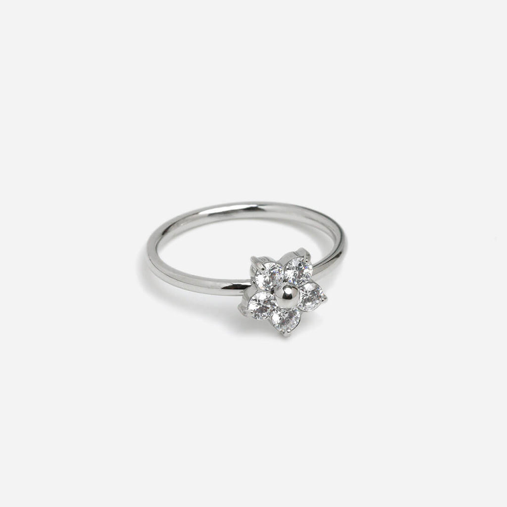Shinny Plumeria Silver Ring
