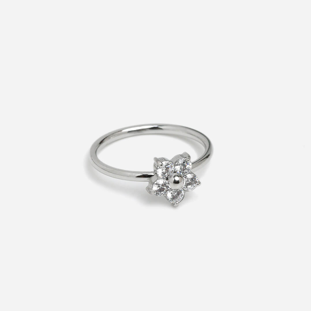 Shinny Plumeria Silver Ring