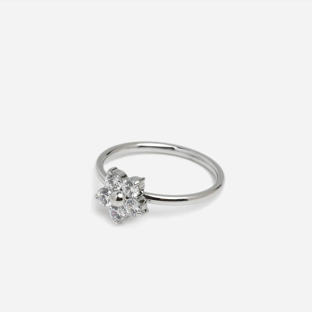 Shinny Plumeria Silver Ring