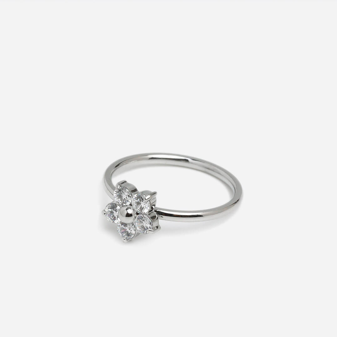 Shinny Plumeria Silver Ring