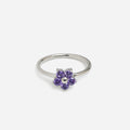 Violet Plumeria Silver Ring