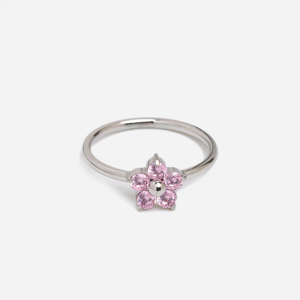 Pink Plumeria Silver Ring