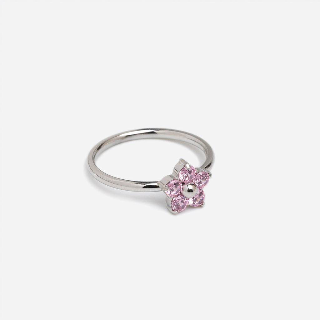 Pink Plumeria Silver Ring
