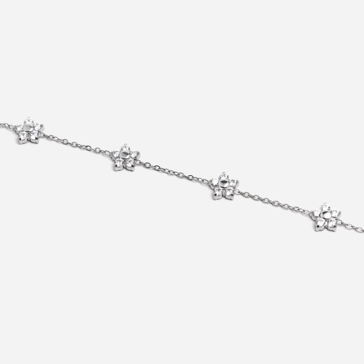 Petal Five Silver Flower Bracelet