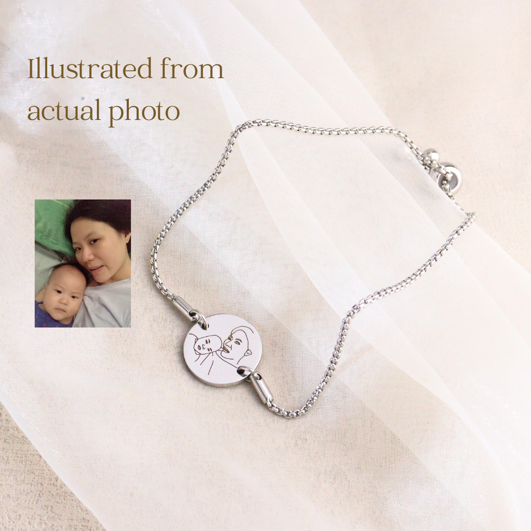 Personalized Portrait Illustration Engraved Bracelet