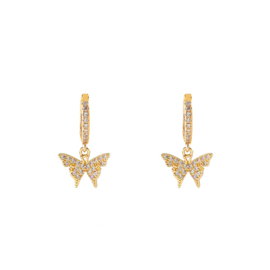 Pave Butterfly Huggies Earrings