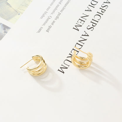 Tri-Hoop Gold Earrings
