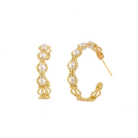 Pearl Bearer Hoop Earrings