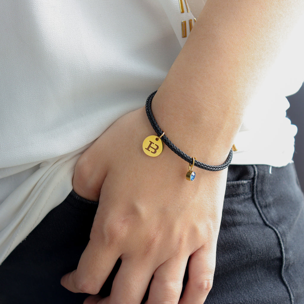 Personalised Birthstone Leather Bracelet