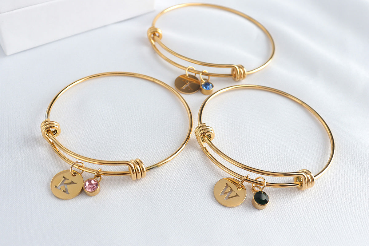 Personalised Birthstone Bangle