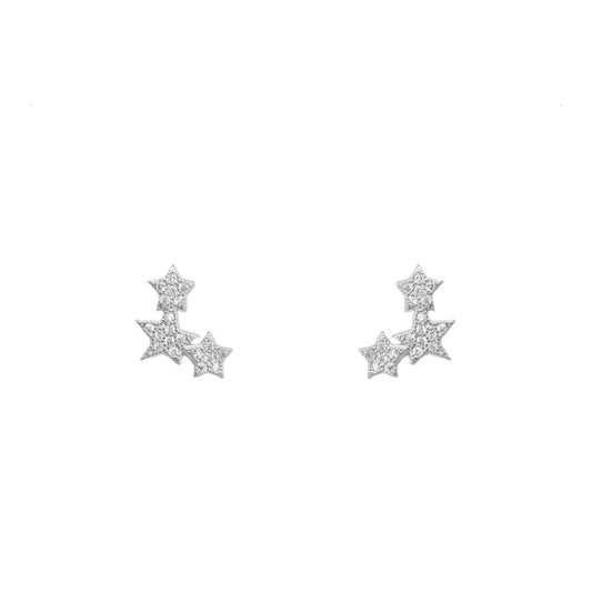 Triple Stars Silver 925 Earrings
