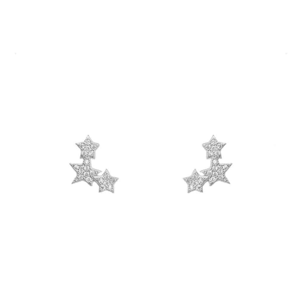 Triple Stars Silver 925 Earrings